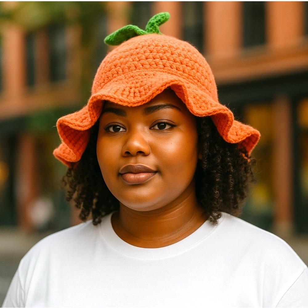 Hand Crafted Peach 🍑 Crochet Bucket Hat made by seller adult avg size